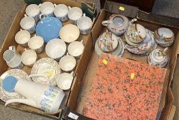 TWO TRAYS OF ASSORTED CHINA TO INC ORIENTAL EGGSHELL TEAWARE TOGETHER WITH A CASED SET OF SIX ONYX