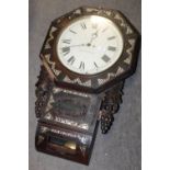 AN ANTIQUE MOTHER OF PEARL INLAID WATERFALL CLOCK BY W M TAYLOR OF WOLVERHAMPTON - H 82 CM W 51 CM