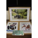 A SIGNED LIMITED EDITION MAX AS HAMBLIN SPIRIT OF SHELSLEY RACING PRINT 35/1000 TOGETHER WITH A