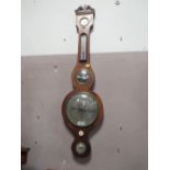 A 19TH CENTURY MAHOGANY ANEROID BAROMETER