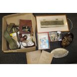 A COLLECTION OF MILITARIA TO INCLUDE MILITARY BADGES AND BUTTONS, MEDALS ETC