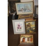 A QUANTITY OF ASSORTED PICTURES AND PRINTS TO INCLUDE A FRAMED TAPESTRY