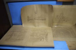 TWELVE UNCOLOURED ETCHINGS OF VARIOUS COLLEGES to include "Magdalen College", "Brasenose
