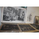 A COLLECTION OF FRAMED ENGRAVINGS TO INCLUDE 'COMING OF AGE IN THE OLDEN TIME', 'SUNDAY MORNING A