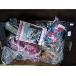 TWO TRAYS OF CRAFT ITEMS TO INCLUDE WOOL, YARN, CROSS STITCH KIT ETC.