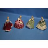 FOUR LARGE ROYAL DOULTON FIGURINES - 'FIONA', 'VICTORIA', 'FAIR LADY' AND 'SOIREE' (SOIREE A/F)