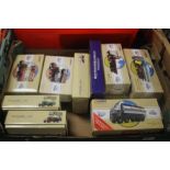 TWO TRAYS OF DIECAST VEHICLES TO INCLUDE CORGI BUSES AND TRUCKS AND "DAYS GONE" VINTAGE VEHICLES