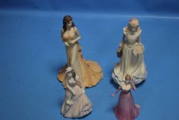 FOUR COALPORT MATT FIGURINES - TWO LARGE AND TWO SMALL - SUMMER SAUNTER, AMY, CHARLOTTE AND ELLEN