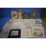 A SMALL TRAY OF MAINLY ORIGINAL ARTWORK INCLUDING MANY PENCIL DRAWINGS, ONE SAYS TO THE REVERSE