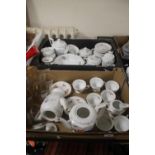 TWO TRAYS OF CHINA AND GLASSWARE INCLUDING ROSENTHAL (TRAYS NOT INCLUDED)