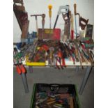 A LARGE SELECTION OF HAND TOOLS (TRAY NOT INCLUDED)