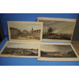 FOUR R.BOWYER COLOURED AQUATINTS 1815 TO 1816 'A VIEW FROM MONT ST. JEAN OF THE BATTLE OF WATERLOO',