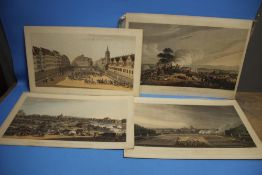 FOUR R.BOWYER COLOURED AQUATINTS 1815 TO 1816 'A VIEW FROM MONT ST. JEAN OF THE BATTLE OF WATERLOO',
