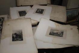 A TRAY OF ENGRAVINGS TO INCLUDE VIEWS OF SWITZERLAND AND ITALY ETC