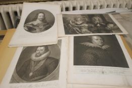 A FOLIO OF PORTRAIT ENGRAVINGS ROYAL INTEREST TO INCLUDE KNELLER, WININO, LELY ETC (5492.1)