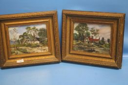 A PAIR OF WATERCOLOURS DEPICTING LAKESIDE COTTAGES ONE SIGNED TO THE LOWER RIGHT