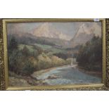 HERBERT COLLIER, 20TH CENTURY BRITISH SCHOOL, impressionist mountainous wooded river landscape,