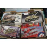 A TRAY OF MILITARY MODEL KITS SOME WITH PARTS MISSING