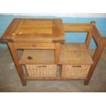 AN OAK BAKER'S / BUTCHERS BLOCK STORAGE STAND / TABLE