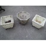 THREE CONCRETE PLANTERS