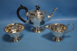 A HALLMARKED SILVER 3 PIECE TEASET