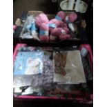 TWO BOXES OF CRAFT ITEMS MAINLY WOOL