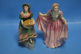 A COALPORT FIGURINE JENNIFER TOGETHER WITH ANOTHER