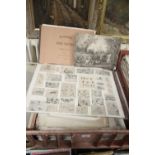 A TRAY OF ENGRAVINGS INCLUDING TOPOGRAPHICAL, PORTRAITS AND POSTERS, THERE IS A SHEET OF DISNEY