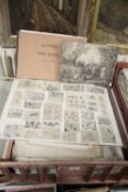 A TRAY OF ENGRAVINGS INCLUDING TOPOGRAPHICAL, PORTRAITS AND POSTERS, THERE IS A SHEET OF DISNEY