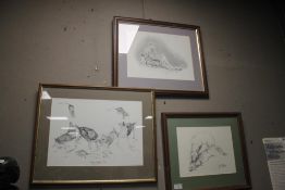 THREE FRAMED AND GLAZED PRINTS TO INCLUDE TERRIERS AND FERRETS