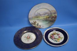 A MINTON PICTURE PLATE BALMORAL CASTLE SIGNED R.SCOTT TOGETHER WITH A MINTON CABINET PLATE PLUS