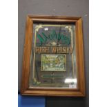 A FRAMED MALONE'S IRISH WHISKEY ADVERTISING MIRROR