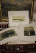 A TRAY OF ENGRAVINGS LITHOGRAPHS ETC. INCLUDING LINLEY SAMBOURNE ETC. (5221)