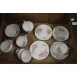 ONE TRAY OF A PART SHELLEY TEA SERVICE (BOWL BROKEN BUT REPAIRED)