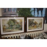 TWO FRAMED AND GLAZED PRINTS OF FARMYARD SCENES