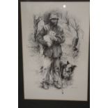 FOUR JOHN EDWARDS PRINTS OF RURAL COUNTRY LIFE - MEN WITH DOGS