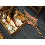 TWO BOXES OF LADIES CLOTHING ACCESSORIES TO INCLUDE PARASOLS AND GLOVES ETC