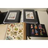 TWO VINTAGE SCRAP BOOKS, TOGETHER WITH TWO FOLDERS OF CHILDRENS BOOK ILLUSTRATION PRINTS (4)