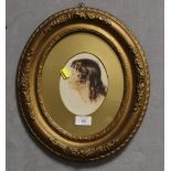 A GILT FRAMED OVAL WATERCOLOUR PROFILE STUDY OF A LADY 15CM X 12CM