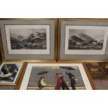 FIVE ASSORTED PRINTS TO INCLUDE A JACK VETTRIANO PRINT, FEMALE NUDE ETC.