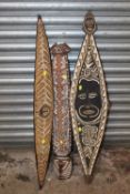 THREE OCEANIC ART PAPUA NEW GUINEA CARVED TRIBAL GOPE BOARDS