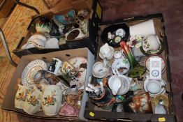 THREE TRAYS OF ASSORTED CERAMICS TO INCLUDE CHARACTER JUGS
