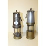 A VINTAGE PATTERSON LANCS LTD MINERS LAMP TOGETHER WITH ANOTHER (2)