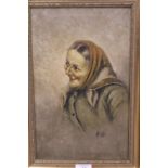 A GILT FRAMED OIL ON CANVAS LAID ON BOARD PORTRAIT STUDY OF A LADY SIGNED LOWER RIGHT