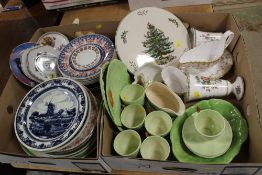 TWO TRAYS OF ASSORTED CERAMICS TO INCLUDE SPODE ,MASONS,CARLTON WARE, ETC.