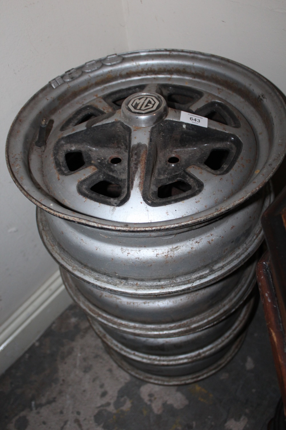 A SET OF FOUR MG WHEELS