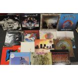 A QUANTITY OF ASSORTED LP RECORDS TO INCLUDE LED ZEPPLIN, THE WHO, HARRY CHAPIN, EARTH, WIND AND