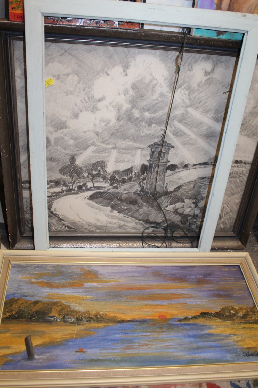 A LARGE QUANTITY OF FRAMED OIL PAINTINGS, WATERCOLOURS, PRINTS AND FRAMES ETC. - Image 5 of 5