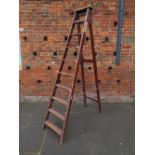 A LARGE VINTAGE SET OF WOODEN STEPS, H 246 CM