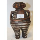 AN UNUSUAL TRIBAL STYLE DOUBLE SIDED STUDIO POTTERY FIGURE H - 21CM